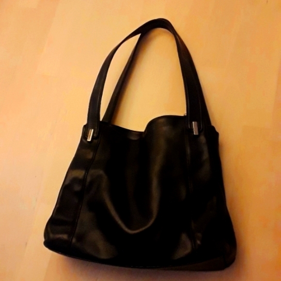 Vintage 90s 100% Leather Nine West Black Shoulder Bag - Picture 5 of 15